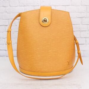 Louis Vuitton Cluny Yellow Epi Leather Shoulder Bucket Tote Purse Handbag A4221